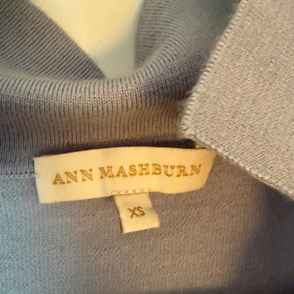 ANN MASHBURN light blue cashmere Polo Sweater - Picture 2 of 4